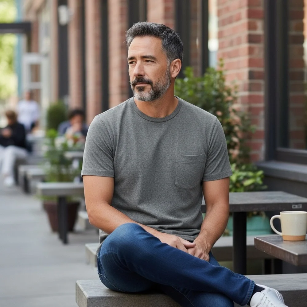 Everlane Heather Gray Men's Short Sleeve Tee - Picture 1 of 8